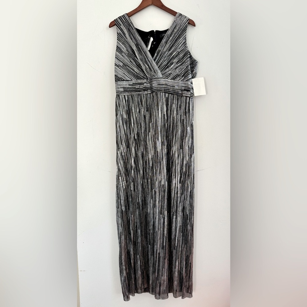 NWT. R & M Richards Women’s Sequined V-neck Long Gown
